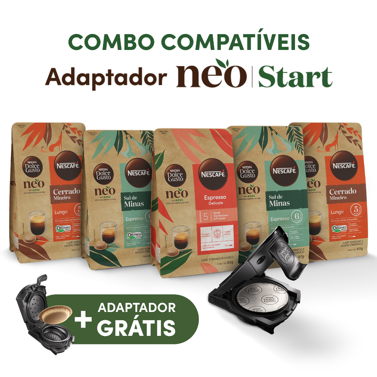 Combo compatíveis Adaptador NEO Start - 50 cápsulas