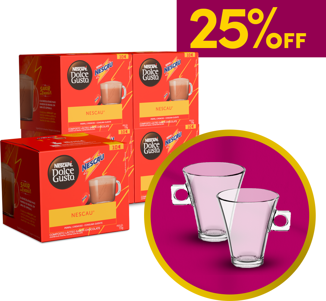 COMBO NESCAU 5 CAIXAS + PAR DE XÍCARAS 25% OFF
