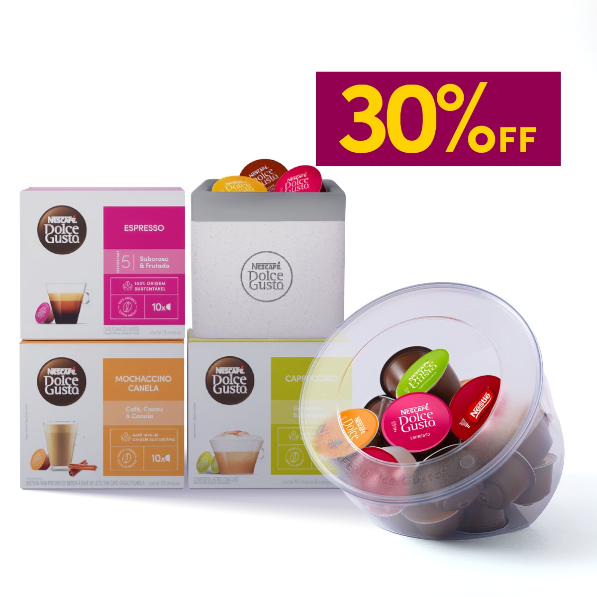 KIT BOAS VINDAS PORTA CÁPSULAS + LIXEIRA