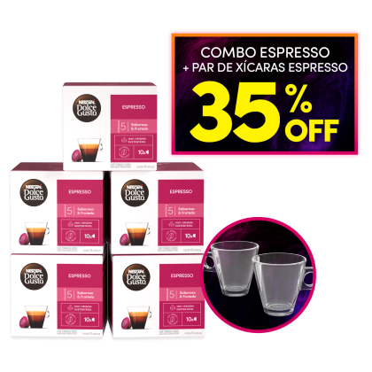 COMBO ESPRESSO 5 CAIXAS + PAR DE XÍCARAS 35% OFF