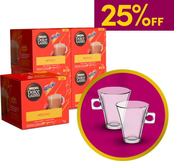 COMBO NESCAU 5 CAIXAS + PAR DE XÍCARAS 25% OFF