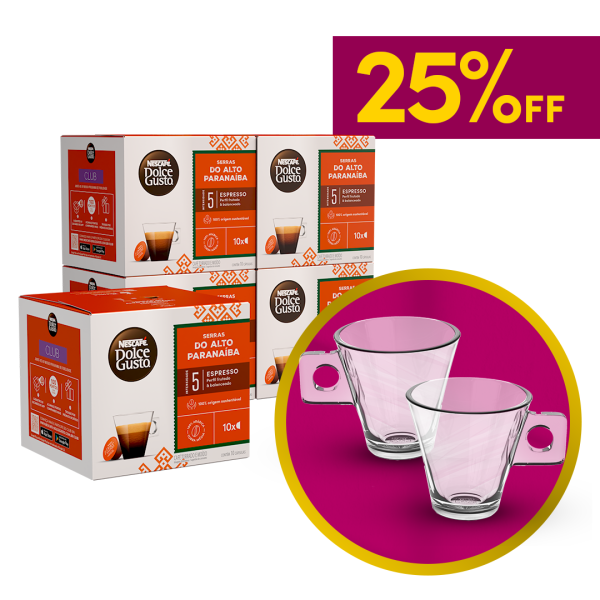 COMBO 5X ESPRESSO SERRAS DO ALTO PARANAÍBA COM PAR DE XÍCARAS - 25% OFF
