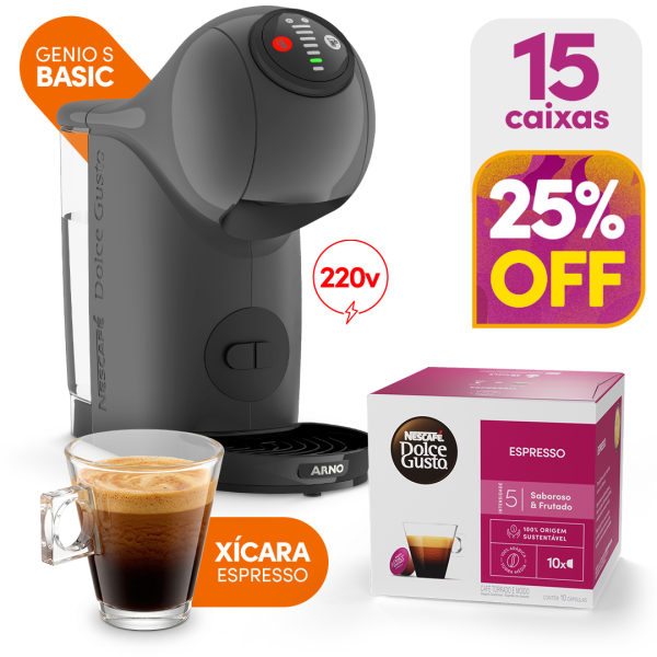 ESPRESSO 25% OFF | GENIO S GRAFITE 220V + 15 CAIXAS + XÍCARA ESPRESSO | PARA NEGÓCIOS