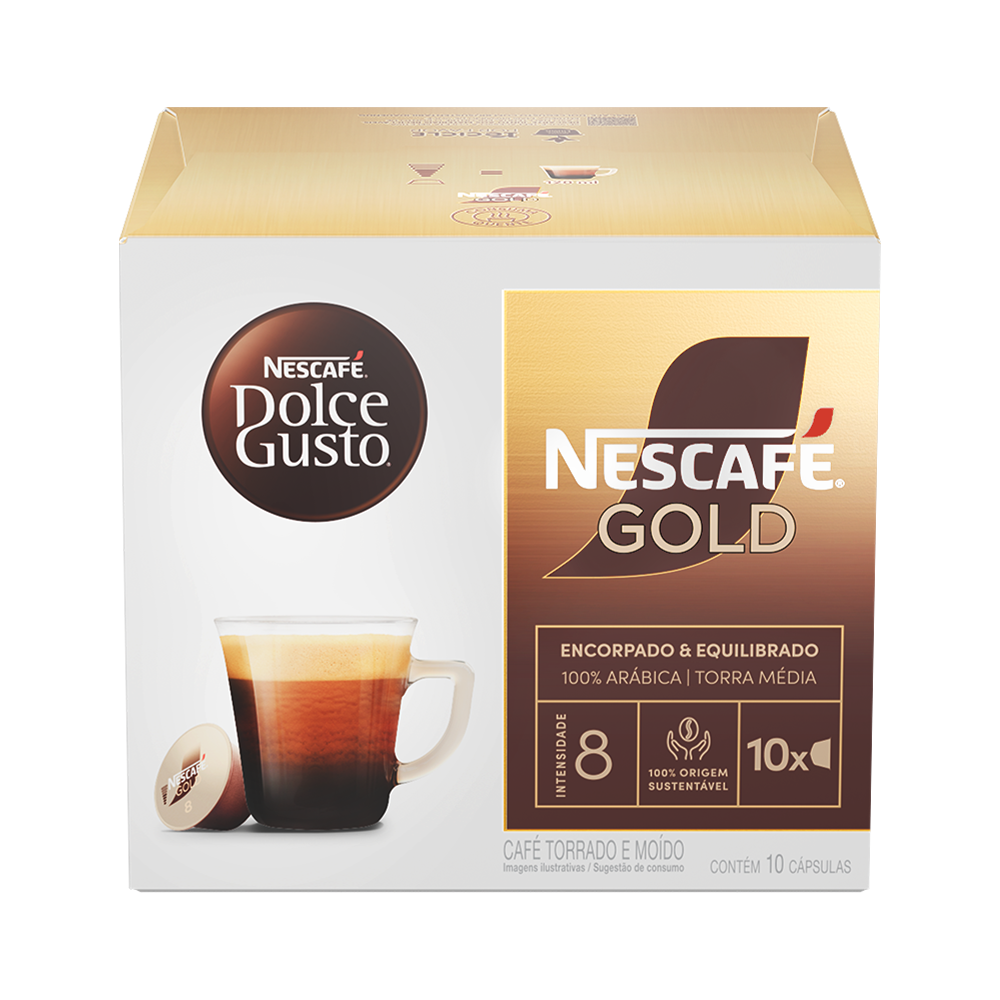 LUNGO GOLD 10 CÁPSULAS - INTENSIDADE 8 NESCAFÉ DOLCE GUSTO