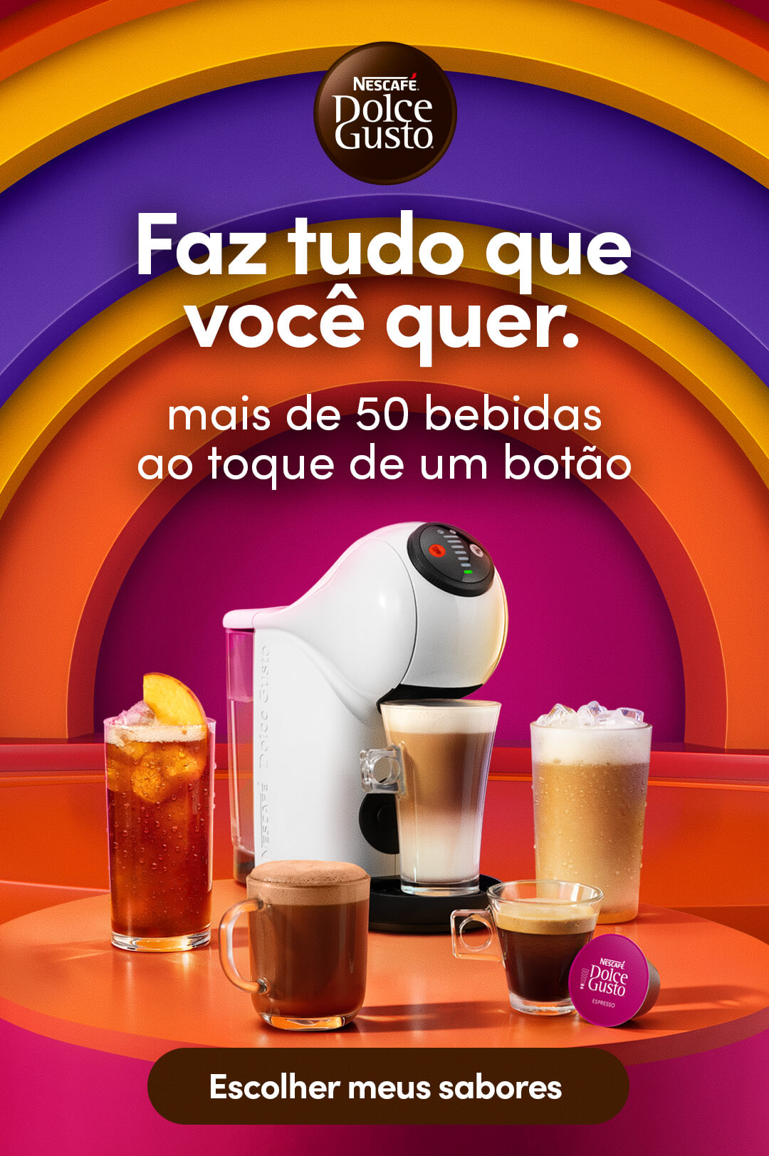 Banner Nescaf&eacute; Dolce Gusto e Kopenhagen apresentando a c&aacute;psula Chococino Cereja, bebida sabor chocolate com cereja preparada em m&aacute;quina Dolce Gusto, com caixa de c&aacute;psulas edi&ccedil;&atilde;o especial para amantes de bebidas gourmet.
