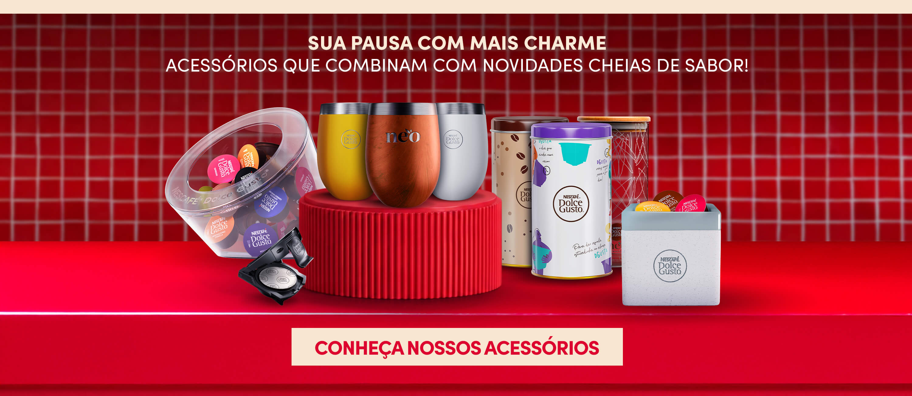 Conhe&ccedil;a os acess&oacute;rios oficiais Nescaf&eacute; Dolce Gusto para complementar sua experi&ecirc;ncia de preparo e organiza&ccedil;&atilde;o das c&aacute;psulas.