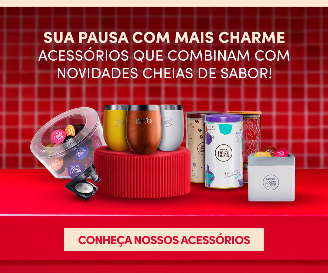 Conhe&ccedil;a os acess&oacute;rios oficiais Nescaf&eacute; Dolce Gusto para complementar sua experi&ecirc;ncia de preparo e organiza&ccedil;&atilde;o das c&aacute;psulas.